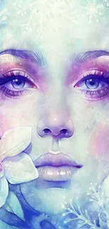 Ethereal fantasy art wallpaper with a dreamy floral face.