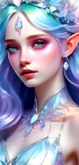 Ethereal fantasy artwork featuring a colorful illustrated character with lavender hues.