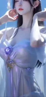 Ethereal fantasy character in flowing attire