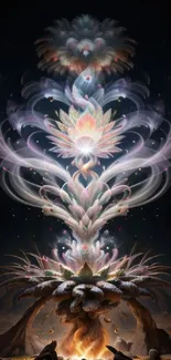 Ethereal fantasy flower art with mystical colors and whimsical shapes.