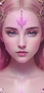 Ethereal fantasy art of a mystical character with pink accents.