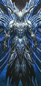 Ethereal blue and silver warrior fantasy art wallpaper.