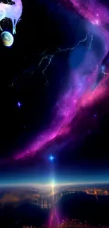 Mystical galaxy wallpaper with ethereal cosmic theme and vibrant colors.