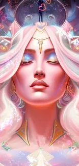 Ethereal goddess art in pastel colors for mobile wallpaper.