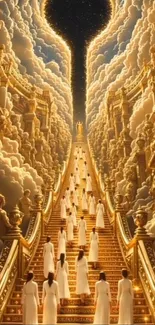 Ethereal golden staircase leading to a celestial realm