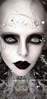 Ethereal gothic art portrait with intricate details and striking eyes.