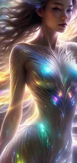 Ethereal luminous figure with glowing lights
