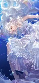 Ethereal fantasy character in ocean scene.