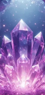 Radiant purple crystal display in ethereal lighting.