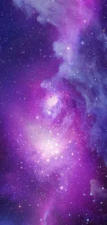 Vibrant purple galaxy wallpaper with stars.