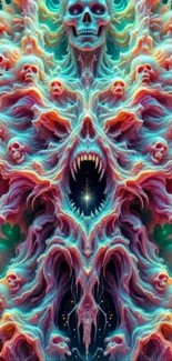 Ethereal skull abstract art wallpaper for mobile device.