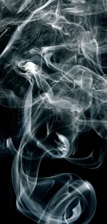 Ethereal white smoke art against a dark background.