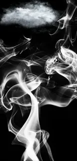 Elegant black and white smoke art wallpaper for mobile.