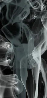 Swirling white smoke on a dark mobile wallpaper.