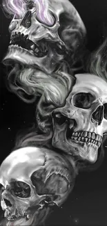 Ethereal smoky skull art with dark background.