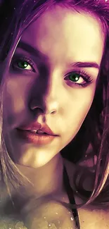 Portrait of a woman in purple digital art for mobile wallpaper.