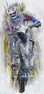 Dynamic artistic motorcycle wallpaper with gray and yellow accents.