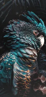 Vibrant teal exotic bird with lush feathers.