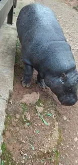 Exotic tapir standing on a dirt path.