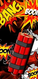 Explosive comic art wallpaper with vibrant red and yellow colors.