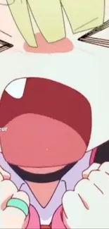 Anime character with vibrant expression in mobile wallpaper.