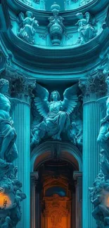 Intricate Baroque sculptures in elegant architectural design.