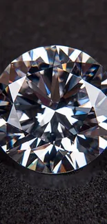 Close-up of a dazzling diamond on black background.