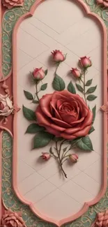 Ornate rose floral wallpaper design.
