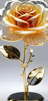 Mobile wallpaper featuring a stunning gold rose design with glossy petals.