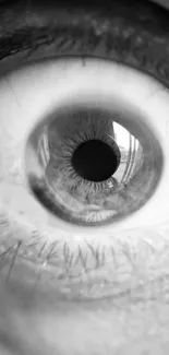 Close-up of an eye in monochrome detail.