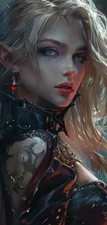 Fantasy elf warrior with intricate armor in a mystical setting wallpaper.