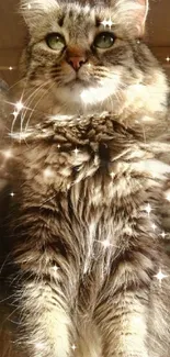 Cat with fairy wings sparkling with magic.