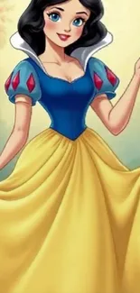 Animated princess in a vibrant dress.