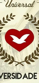 Inspirational wallpaper with heart and dove symbol emphasizing faith.