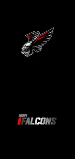 Falcon emblem mobile wallpaper with red and black theme.