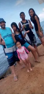 Family enjoying a bright day at the beach.