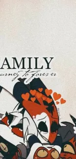 Animated wallpaper with family heart theme.