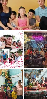 A collage of family moments at home.