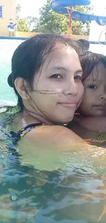 Family enjoying a pool day with clear blue water.