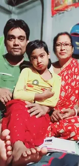 A family sitting together in a cozy room.