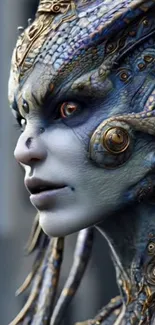 Intricate fantasy alien creature design with detailed features.