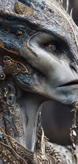 Fantasy alien portrait with intricate detail.