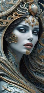 Ethereal fantasy Art Nouveau portrait with intricate detailing.