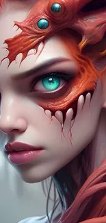 Fantasy creature portrait with vibrant colors and intricate details.