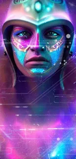 Futuristic astronaut art with cosmic neon colors.