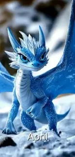 Blue dragon fantasy wallpaper with ice.