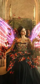 Fantasy butterfly fairy with luminous wings.