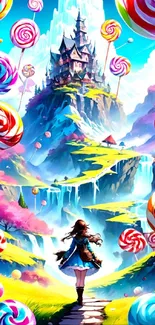 Whimsical fantasy landscape with candy and a castle.