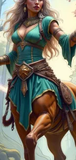 Majestic centaur in a fantasy forest setting, exuding mystical charm.