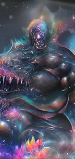 Mysterious cosmic creature with vibrant colors and fantasy elements.